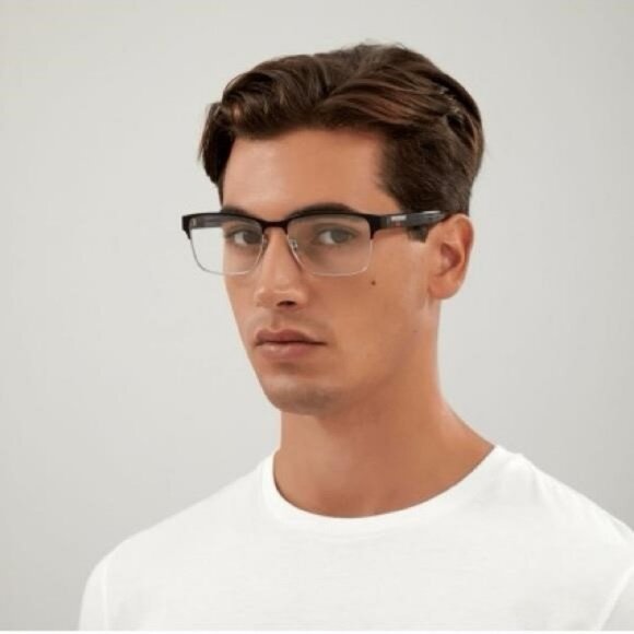 New - GUCCI GG0750O 001 square optical matte black and silver with shiny black… - Picture 3 of 9